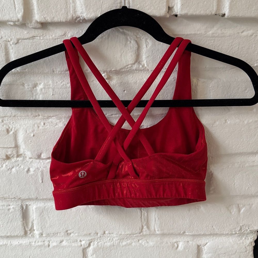 RARE Lululemon Energy Bra *Manifesto 20YR Manifesto Foil Dark Red - Picture 4 of 6